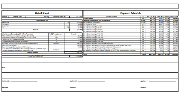 Kalpataru Blossoms Vadgaon Costing Plan